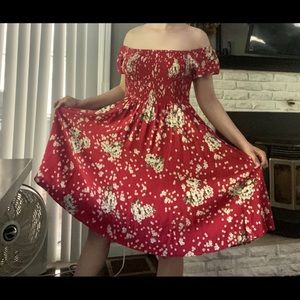 Floral red dress
